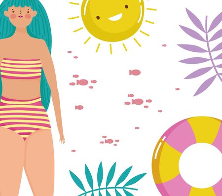 Girl with swimwear design, Bikini woman summer female vacation and travel theme Vector illustrationのイラスト素材