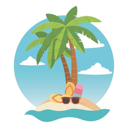 vector illustration Palm tree design, Summer vacation vector illustrationのイラスト素材
