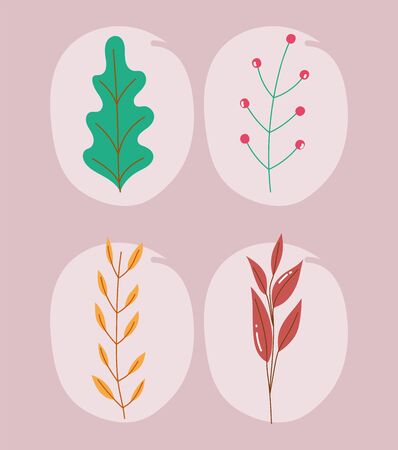 foliage branch leaves natural design vector illustrationのイラスト素材