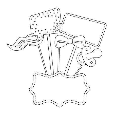 Baby shower symbol design, Invitation party card decoration love celebration arrival and born theme Vector illustrationのイラスト素材