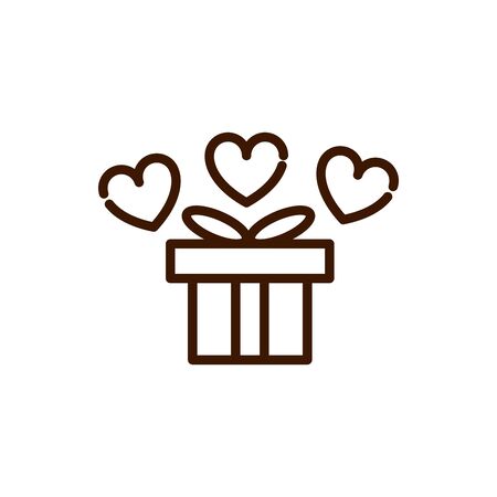 gift box celebration love heart romantic feeling related icon vector illustration thick lineのイラスト素材