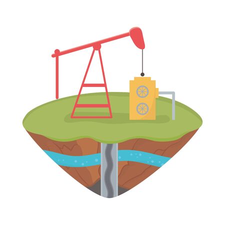 fracking pump tower soil layer water underground vector illustrationのイラスト素材