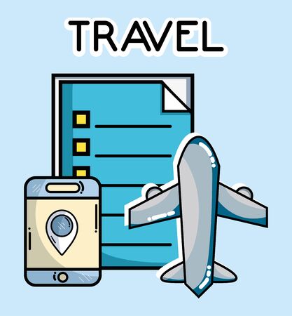 smartphone gps navigation pin plane tourist vacation travelのイラスト素材