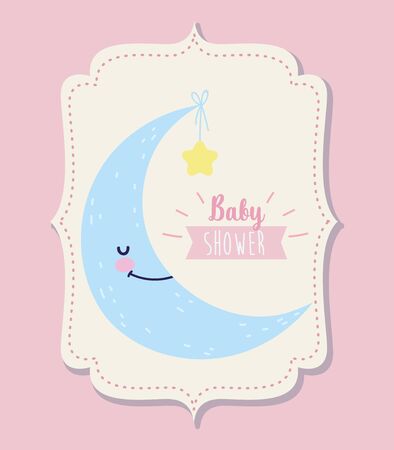 baby shower cute half moon hanging star vector illustrationのイラスト素材