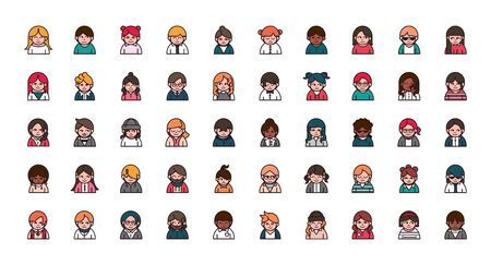 people cartoon characters avatar men and women setのイラスト素材