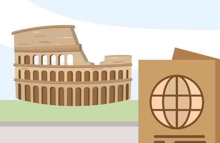 roman coliseum passport tourist vacation travelのイラスト素材