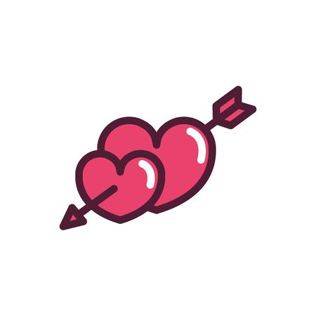 happy valentines day hearts pierced arrow love romantic feeling icon vector illustrationのイラスト素材