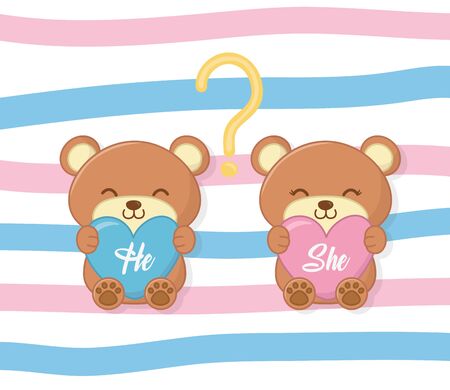 Baby shower of a girl and boy designのイラスト素材