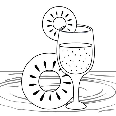 Pineapple juice design, Summer drink glass beverage fresh food and healthy theme Vector illustrationのイラスト素材