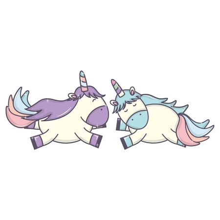 cute adorable unicorns fairy characters vector illustration designのイラスト素材