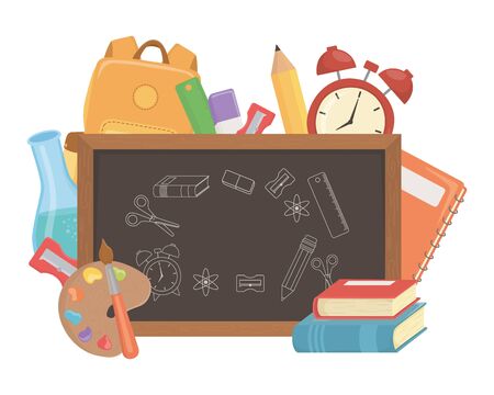 Blackboard design, Chalkboard education classroom school communication learning and message theme Vector illustrationのイラスト素材