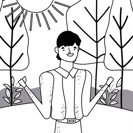 Avatar of a man in park design, Boy male person human and attractive theme Vector illustrationのイラスト素材