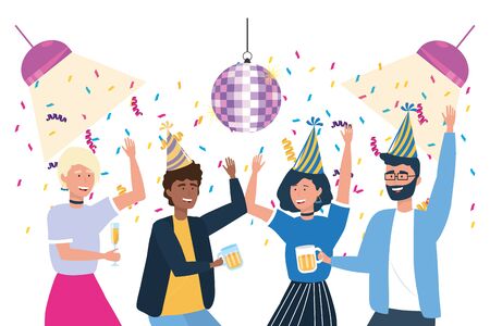 men and women in celebration designのイラスト素材