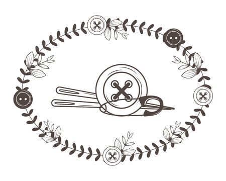 Button needle and pin design, Tailor shop fashion textile workshop sewing and clothing theme Vector illustrationのイラスト素材