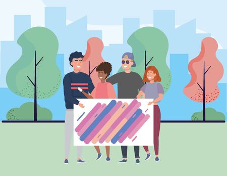 Woman and man avatars design, Person people human profile and user theme Vector illustrationのイラスト素材