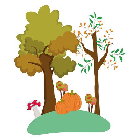Trees design, Nature plant autumn season environment natural and abstract theme Vector illustrationのイラスト素材