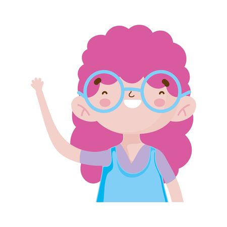 cute little girl happy cartoon character portraitのイラスト素材