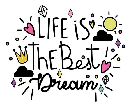 handwritten messages white background design life best dream vector illustrationのイラスト素材