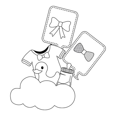 Baby shower icon set design, Invitation party card decoration love celebration arrival and born theme Vector illustrationのイラスト素材