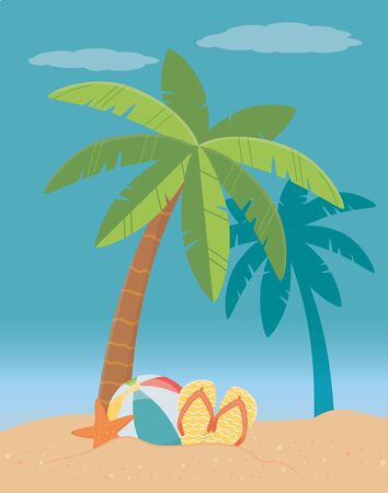 Palm tree design, Summer vacation tropical nature island and season theme Vector illustrationのイラスト素材