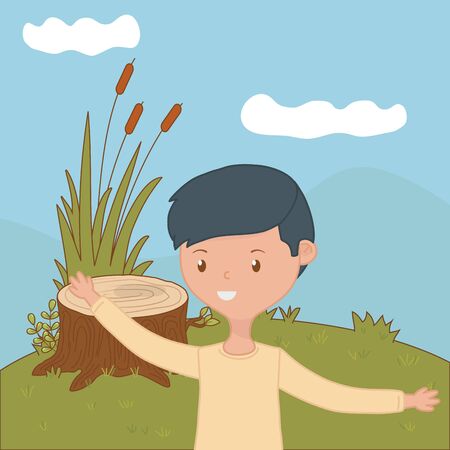 Teenager boy design, person portrait young youth student and teen theme Vector illustrationのイラスト素材