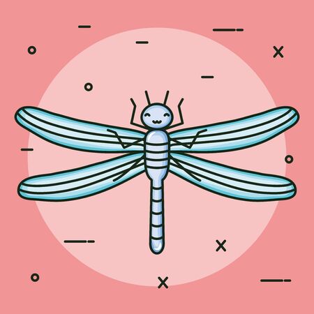 cute dragon fly kawaii character vector illustration designのイラスト素材