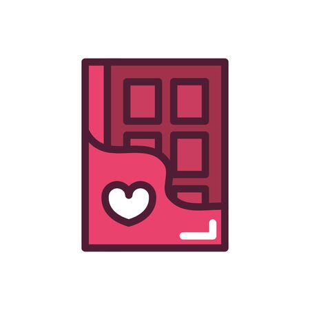 happy valentines day chocolate bar sweet love romantic feeling icon vector illustrationのイラスト素材