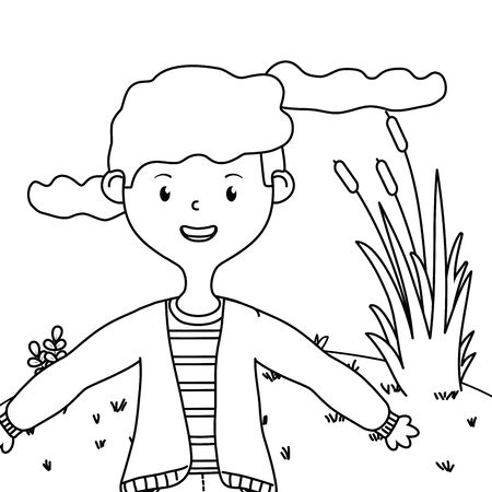 Teenager boy design, person portrait young youth student and teen theme Vector illustrationのイラスト素材