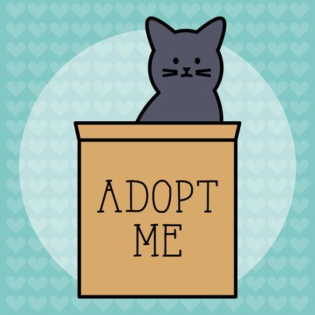 cute cat mascot with carton box vector illustration designのイラスト素材