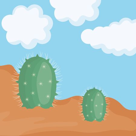 exotic cactus plants in the desert vector illustration designのイラスト素材