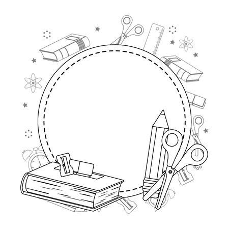 Seal stamp and school supplies designのイラスト素材