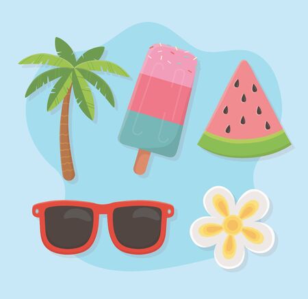 Summer and vacation icon set designのイラスト素材