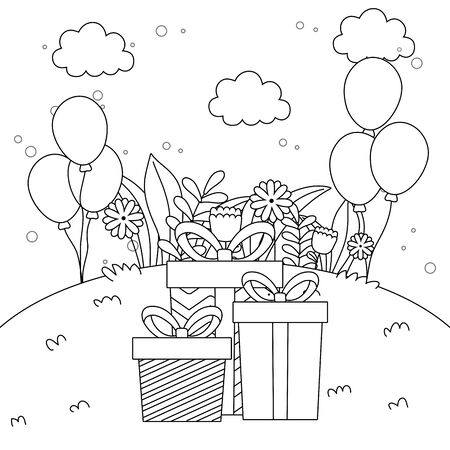 Gift design, happy birthday celebration decoration party festive and surprise theme Vector illustrationのイラスト素材