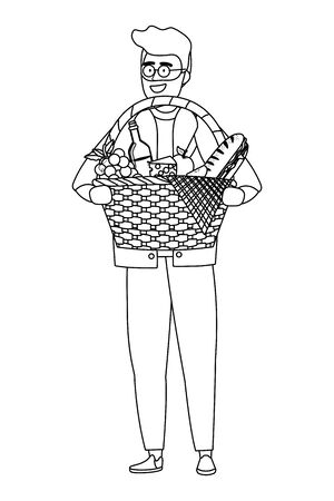 Man cartoon having picnic designのイラスト素材