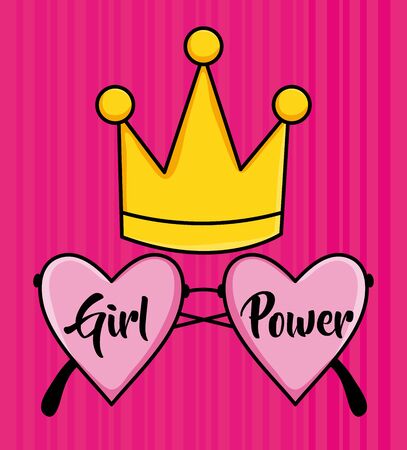 fashion glasses with hearts love shape and crown vector illustration designのイラスト素材