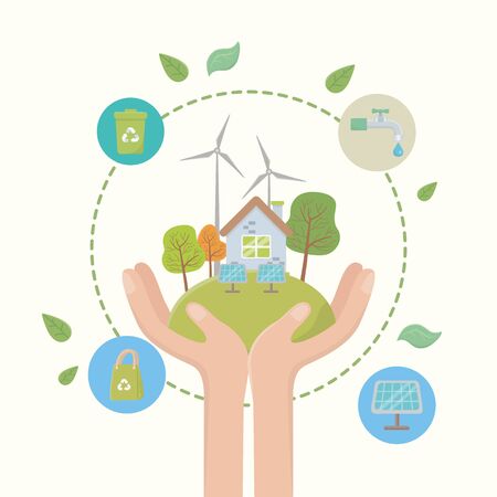 Eco city and save planet designのイラスト素材