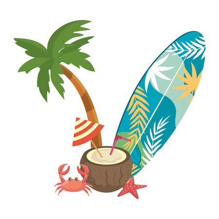Summer and vacation icon set designのイラスト素材
