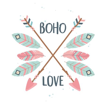 arrows with feathers decoration boho styleのイラスト素材