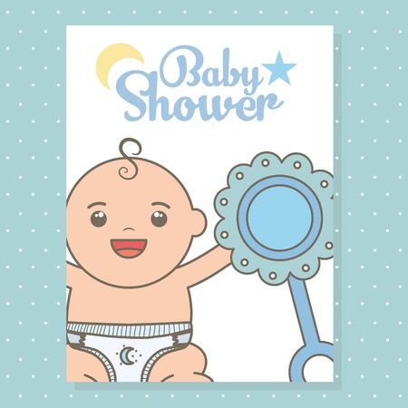 cute little baby boy with maraca character vector illustration designのイラスト素材