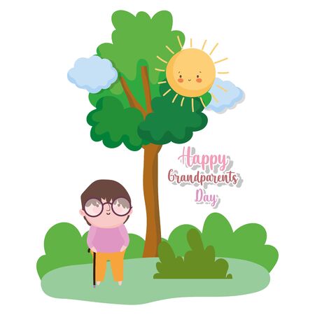 cute grandpa - happy grandparents day cartoon design vector illustrationのイラスト素材
