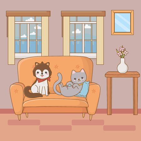 Cat and dog cartoon design vector illustratorのイラスト素材
