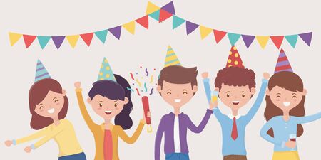 group people dancing celebrating party vector illustrationのイラスト素材