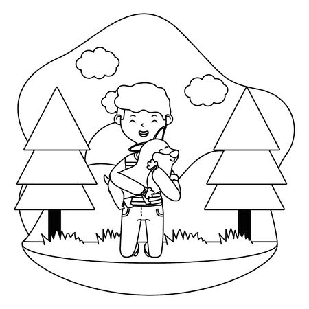 Boy with dog cartoon designのイラスト素材