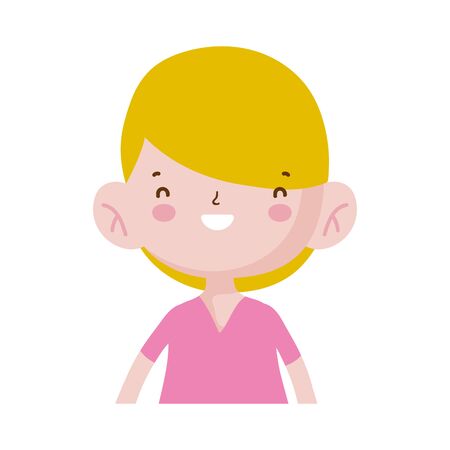 cute little boy cartoon character portraitのイラスト素材