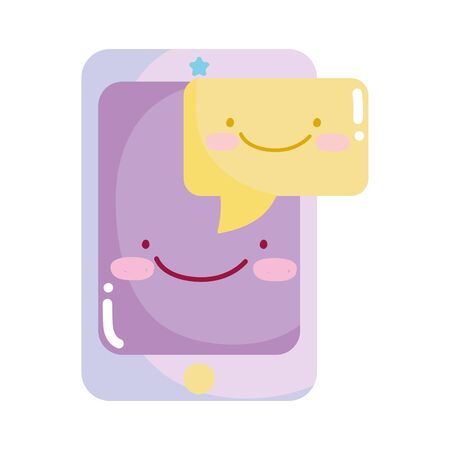 social networks cartoon smartphone chat bubble iconのイラスト素材