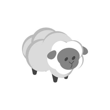 farm sheep animal domestic rural isometric icon vector illustrationのイラスト素材