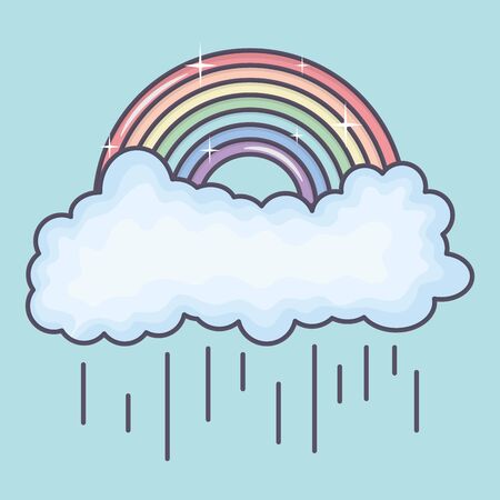 clouds rainy sky with rainbow weather vector illustration designのイラスト素材