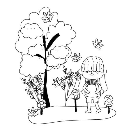 Girl cartoon in autumn season design, Kid childhood little people lifestyle and person theme Vector illustrationのイラスト素材