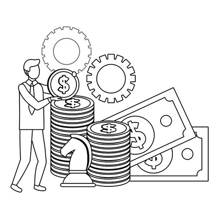 Businessman avatar cartoon design  on whiteのイラスト素材