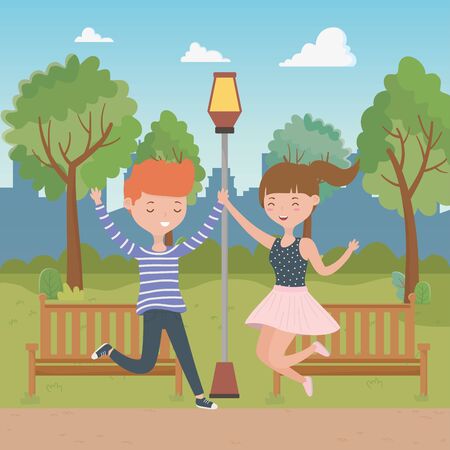 Teenager boy and girl cartoons designのイラスト素材